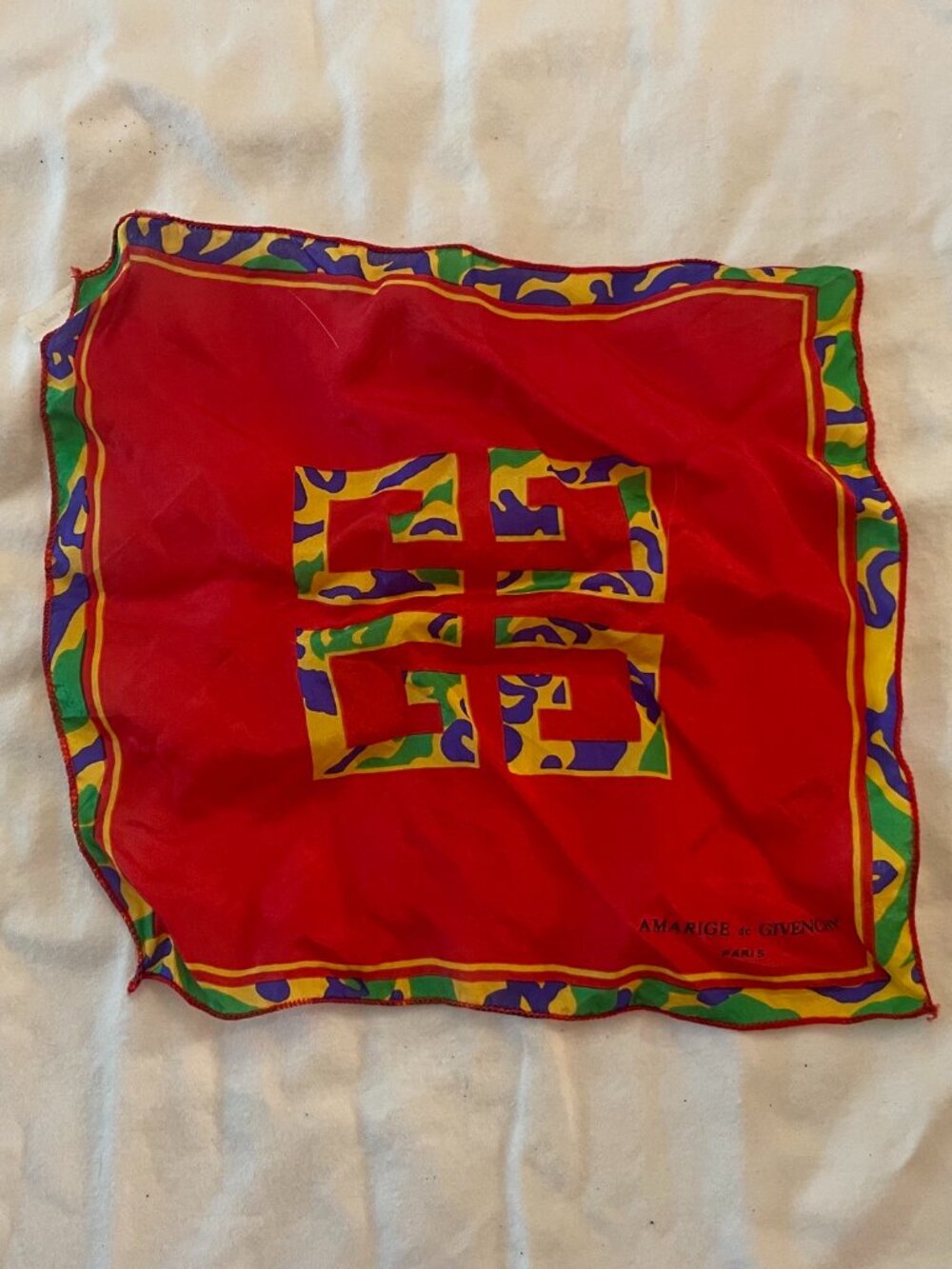 Givenchy vintage silk pocket square made in France